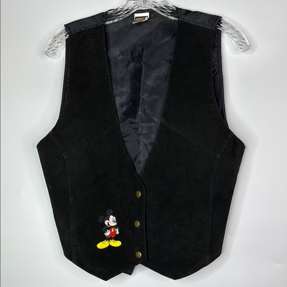 Vintage Mickey Unlimited Mickey Mouse Black Leather Vest M/L - Picture 1 of 8